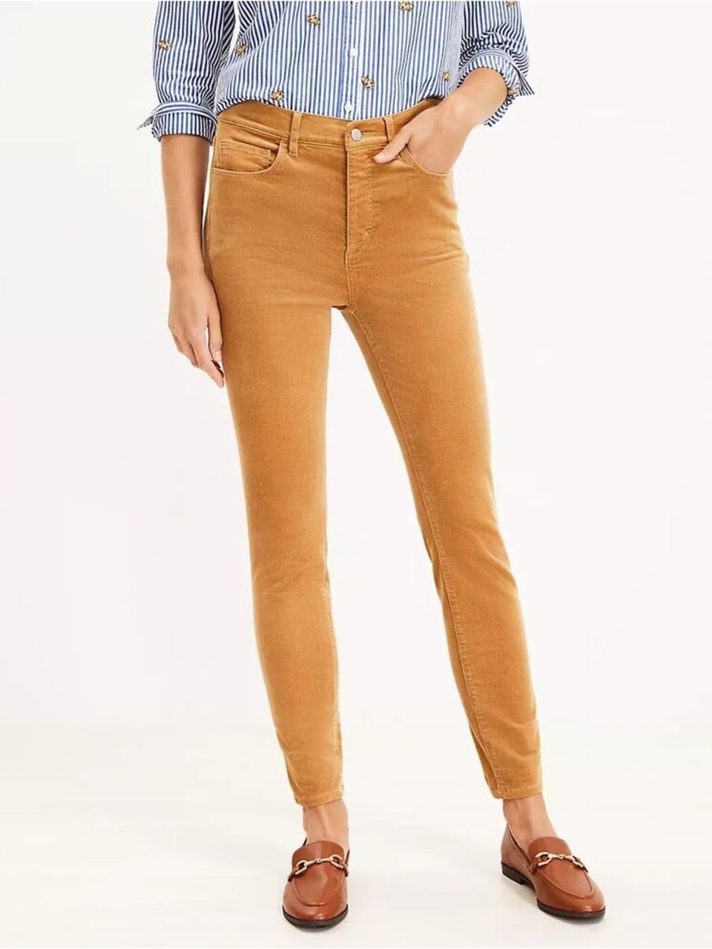 LOFT Sz 27/4P Soft Gold Skinny Corduroy 5 Pocket Jeans Cotton-Modal Spandex NWOT